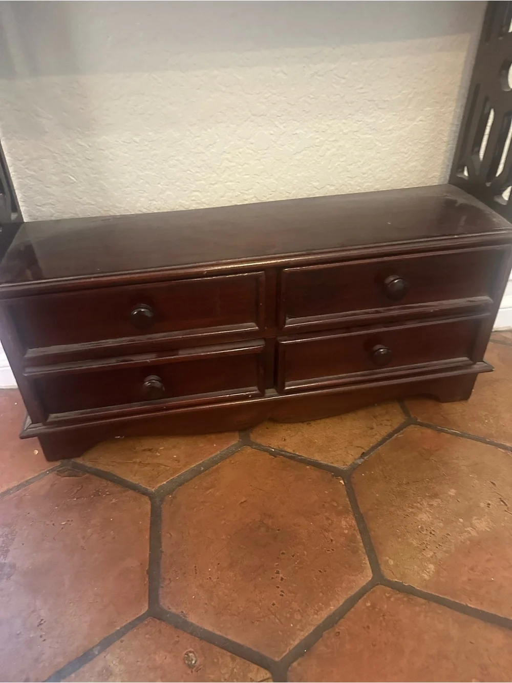 Chippendale cherry 4 drawer 4 tier freestanding or wall hang shelves